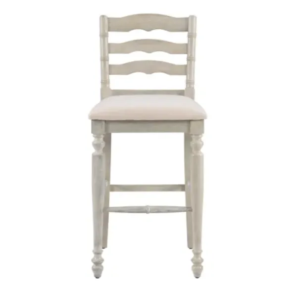 Bar Stools & Counter Height Stools-Kirkland's Home Melvin Distressed Wash Bar Stool White