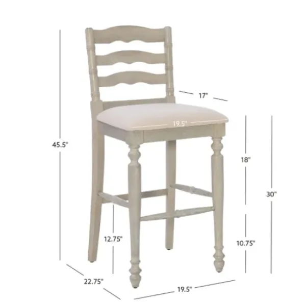 Bar Stools & Counter Height Stools-Kirkland's Home Melvin Distressed Wash Bar Stool White