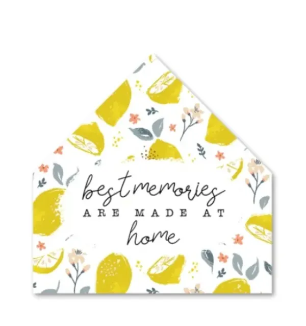 Wall Quotes & Signs-Kirkland's Home Memories Made At Home House Shaped Canvas Print White/Yellow