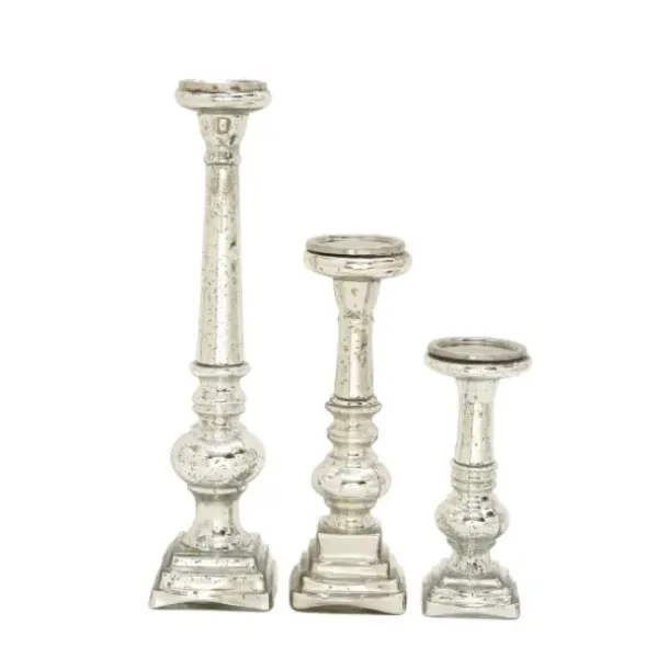 Candle Holders-Kirkland's Home Mercury Glass Candle Holders, Set Of 3 Silver