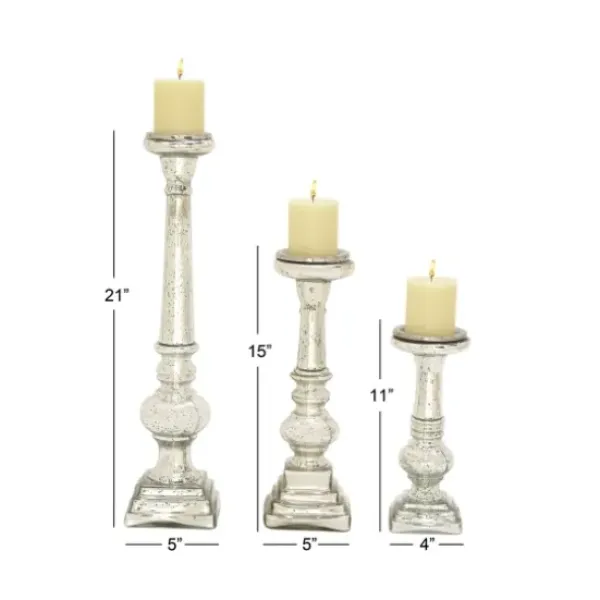 Candle Holders-Kirkland's Home Mercury Glass Candle Holders, Set Of 3 Silver