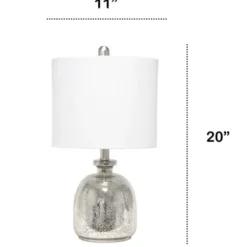 Table Lamps-Kirkland's Home Mercury Hammered Glass Shade Table Lamp White