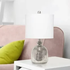 Table Lamps-Kirkland's Home Mercury Hammered Glass Shade Table Lamp White