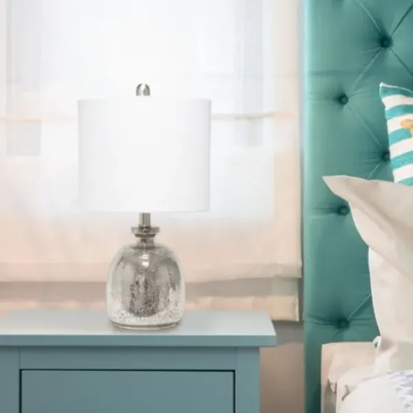Table Lamps-Kirkland's Home Mercury Hammered Glass Shade Table Lamp White