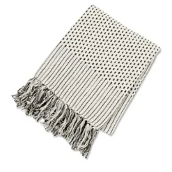 Blankets & Throws-Kirkland's Home Merle Black And White Fringe Throw White/Black