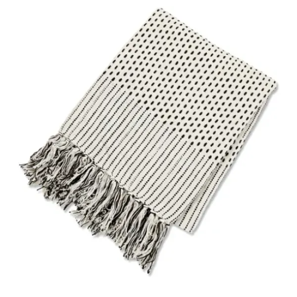 Blankets & Throws-Kirkland's Home Merle Black And White Fringe Throw White/Black