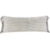 Pillows-Kirkland's Home Merle Black And White Fringe Lumbar Pillow White/Black