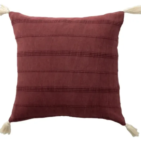 Pillows-Kirkland's Home Merlot Striped Organic Cotton Throw Pillow Red