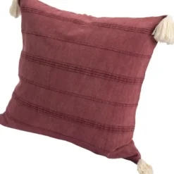 Pillows-Kirkland's Home Merlot Striped Organic Cotton Throw Pillow Red