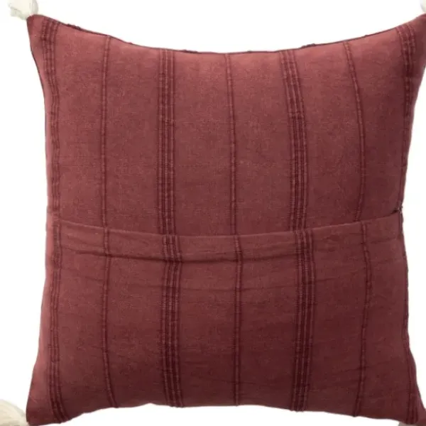 Pillows-Kirkland's Home Merlot Striped Organic Cotton Throw Pillow Red