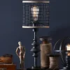 Table Lamps-Kirkland's Home Metal And Burlap Edison Lamp Brown