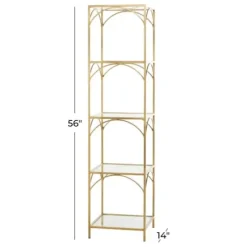 Bookshelves-Kirkland's Home Metal And Clear Glass 4-Tier Shelf Gold