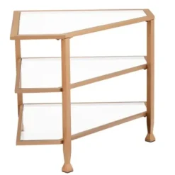 Tv Stands & Media Consoles-Kirkland's Home Metal And Glass Corner Tv Stand Gold