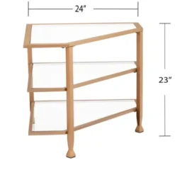 Tv Stands & Media Consoles-Kirkland's Home Metal And Glass Corner Tv Stand Gold
