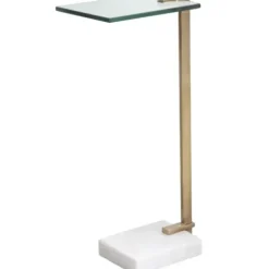 Accent & End Tables-Kirkland's Home Metal And Glass Top Accent Table Gold