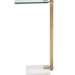 Accent & End Tables-Kirkland's Home Metal And Glass Top Accent Table Gold