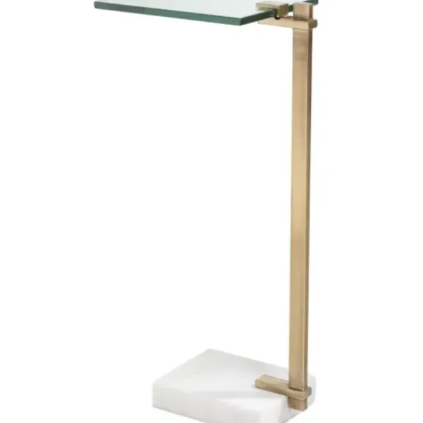Accent & End Tables-Kirkland's Home Metal And Glass Top Accent Table Gold