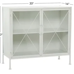 Cabinets & Sideboards-Kirkland's Home Metal And Glass X-Door Cabinet White