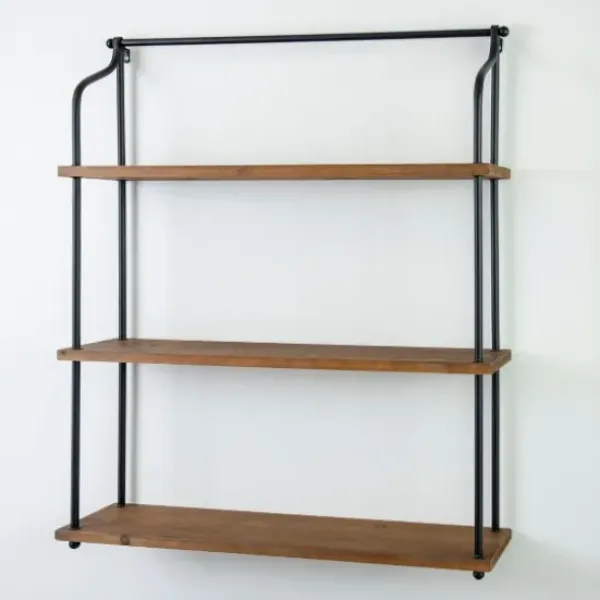 Shelves-Kirkland's Home Metal And Natural Wood 3-Tier Wall Shelf
