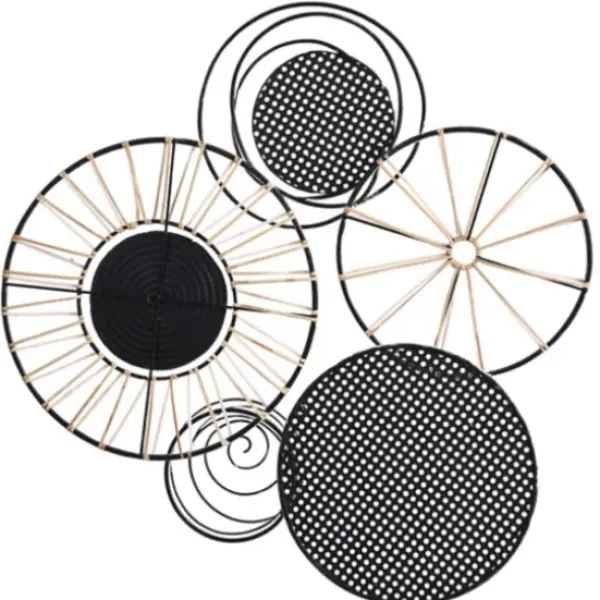 Wall Plaques-Kirkland's Home Metal And Rattan Cord Discs Wall Sculpture Gray