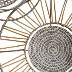 Wall Plaques-Kirkland's Home Metal And Rattan Cord Discs Wall Sculpture Gray