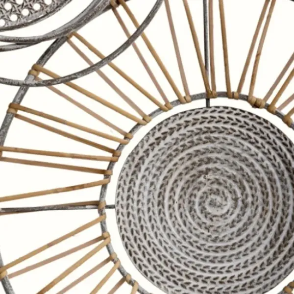 Wall Plaques-Kirkland's Home Metal And Rattan Cord Discs Wall Sculpture Gray