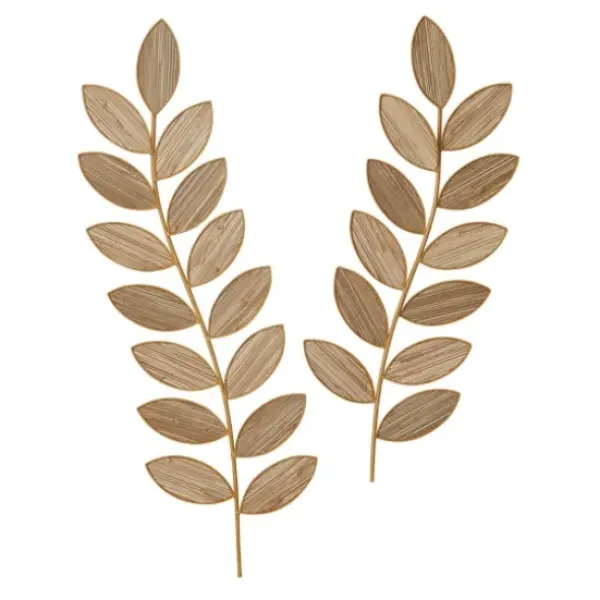 Wall Plaques-Kirkland's Home Metal And Reed Leaf Wall Plaques, Set Of 2 Brown