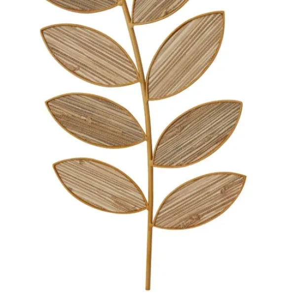 Wall Plaques-Kirkland's Home Metal And Reed Leaf Wall Plaques, Set Of 2 Brown