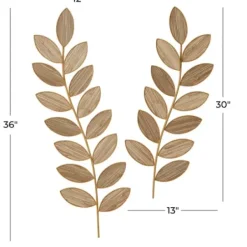 Wall Plaques-Kirkland's Home Metal And Reed Leaf Wall Plaques, Set Of 2 Brown