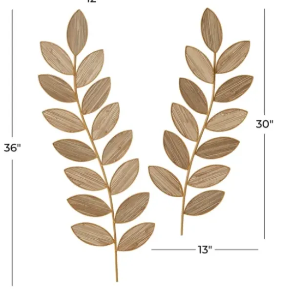 Wall Plaques-Kirkland's Home Metal And Reed Leaf Wall Plaques, Set Of 2 Brown