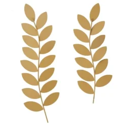 Wall Plaques-Kirkland's Home Metal And Reed Leaf Wall Plaques, Set Of 2 Brown