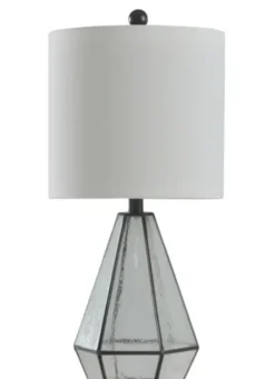 Table Lamps-Kirkland's Home Metal And Seeded Glass Cage Table Lamp White