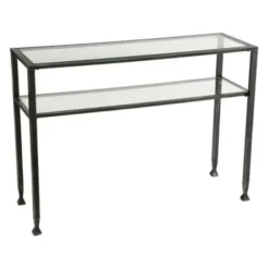 Console Tables-Kirkland's Home Metal And Tempered Glass Console Table Black