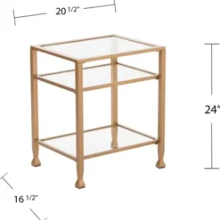 Accent & End Tables-Kirkland's Home Metal And Tempered Glass Side Table Gold