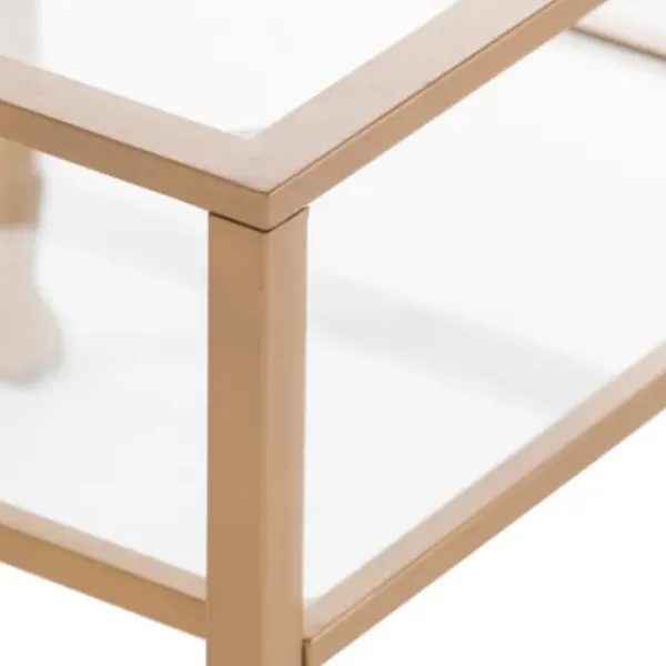 Accent & End Tables-Kirkland's Home Metal And Tempered Glass Side Table Gold