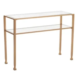Console Tables-Kirkland's Home Metal And Tempered Glass Console Table Gold