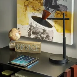 Table Lamps-Kirkland's Home Metal And Walnut Wood Table Lamp Black