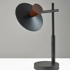 Table Lamps-Kirkland's Home Metal And Walnut Wood Table Lamp Black