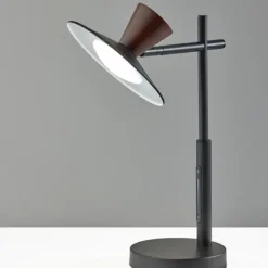 Table Lamps-Kirkland's Home Metal And Walnut Wood Table Lamp Black