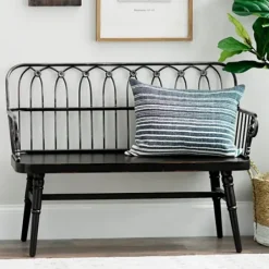 Entryway Furniture-Kirkland's Home Metal And Wood Amy Bench Black