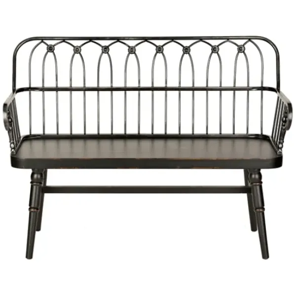 Entryway Furniture-Kirkland's Home Metal And Wood Amy Bench Black