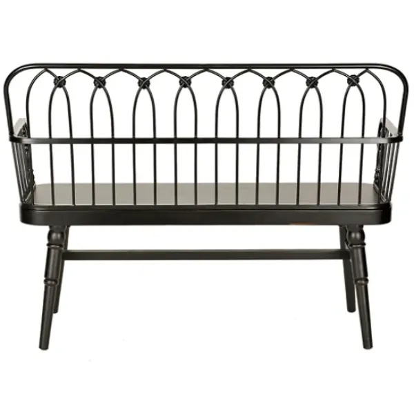 Entryway Furniture-Kirkland's Home Metal And Wood Amy Bench Black
