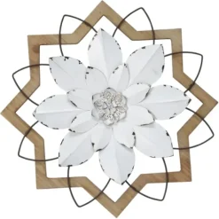 Wall Plaques-Kirkland's Home Metal And Wood Flower Wall Plaque White