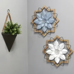 Wall Plaques-Kirkland's Home Metal And Wood Flower Wall Plaque White