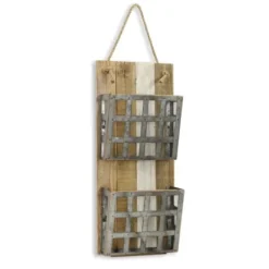 Wall Storage-Kirkland's Home Metal And Wood 2-Tier Mail Holder Wall Plaque