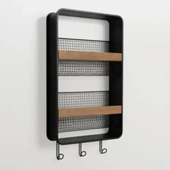 Wall Storage-Kirkland's Home Metal And Wood Wall Magazine Rack