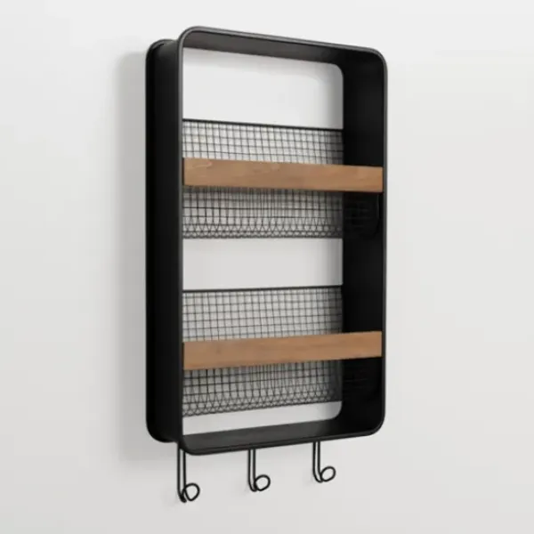 Wall Storage-Kirkland's Home Metal And Wood Wall Magazine Rack