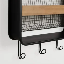 Wall Storage-Kirkland's Home Metal And Wood Wall Magazine Rack