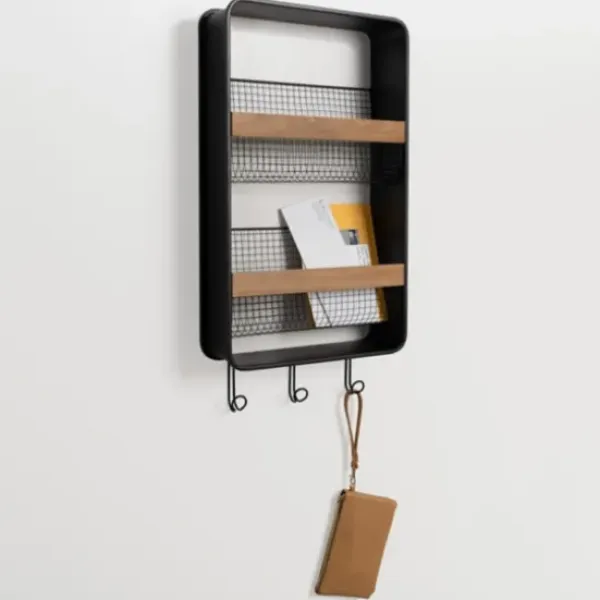 Wall Storage-Kirkland's Home Metal And Wood Wall Magazine Rack