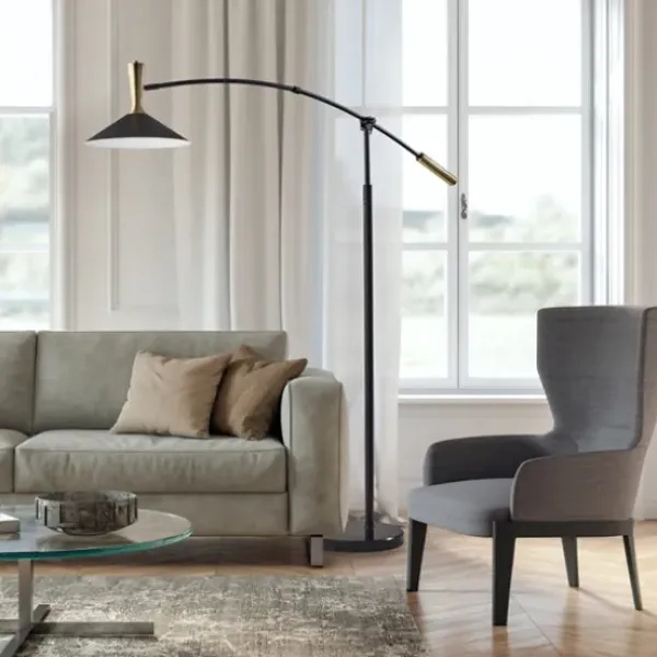 Floor Lamps-Kirkland's Home Metal Arched Modern Floor Lamp Black
